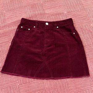 Miss Selfridge size 4 W26L15 Deep Red Corduroy mod Mini Skirt